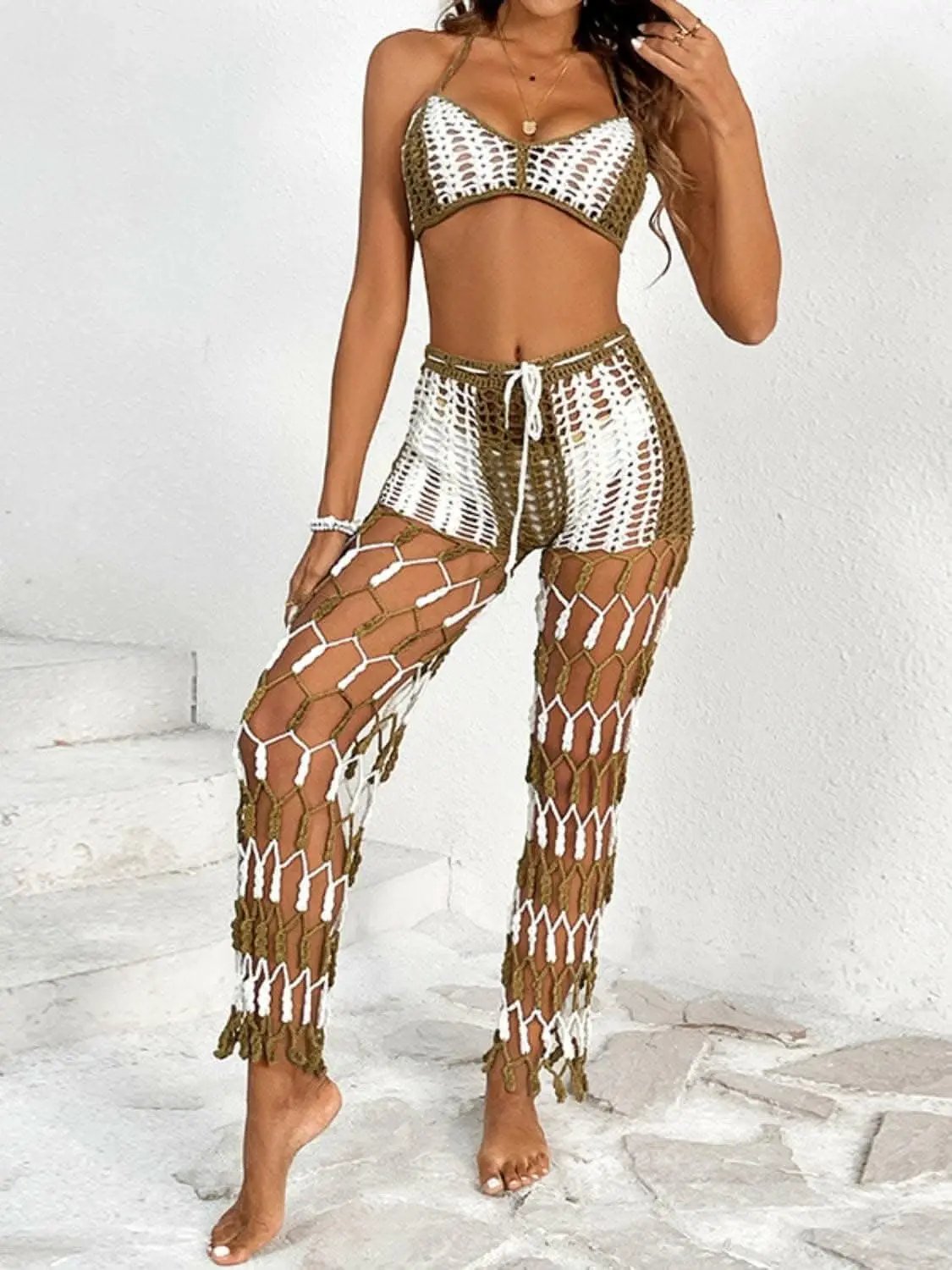 Chic cutout halter swimwear set - Love Salve